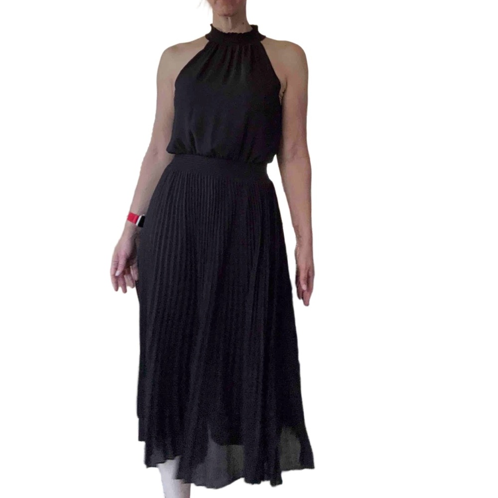 WHBM Pleated Halter Midi Dress